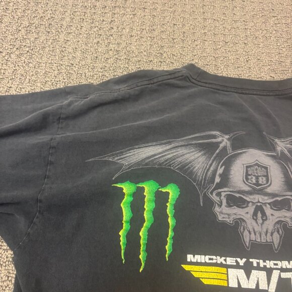 Vintage Y2K Monster Shirt Cotton Sun Faded Distressed Racing Motto Sports Tee - Picture 10 of 10